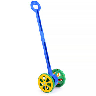 Каталка "Весёлые колёсики" с шариками (сине-зелёная)