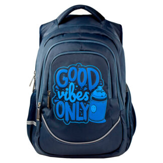 Рюкзак школьный синий граффити (27.5х43х13 см, полиэстер, шелкография, 1 отделение)