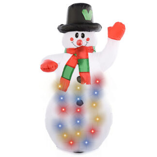 Снеговик "С новым годом!" воздушный, светящийся, 120 см в коробке