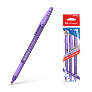 НАбор ручек  шариковых 3 шт  R-301 Violet Stick&Grip 0.7, цвет чернил фиолетовый