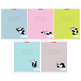Тетрадь 12л линия  микротекстура "Веселые панды"