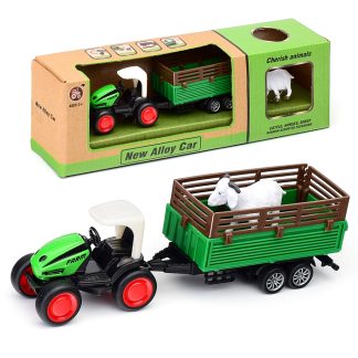 Набор "Трактор" открытый с тележкой и животным, в коробке