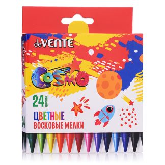 Мелки школьные "Cosmo" восковые 24 цвета в картонной коробке с подвесом