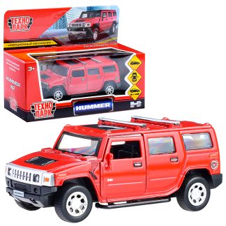 Машина металл. Hummer "Hummer H2", 12см, (откр дв, багаж, красный) инерц, в коробке
