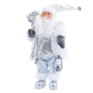 Сувенирный Дедушка Мороз в серебристом костюме, 30см в пакете