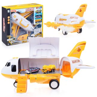 Игровой набор "Самолет" с машинками, в коробке (желтый)