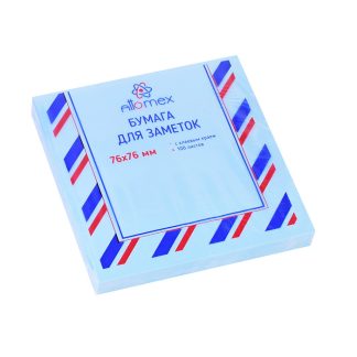 Клейкая бумага для заметок "Attomex" 76x76 мм, 100 листов, офсет 75 г/м², голубая