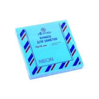 Клейкая бумага для заметок "Attomex" 76x76 мм, 100 листов, офсет 75 г/м², неоновая голубая