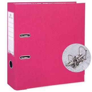 Папка с арочным механизмом A4 75 мм PVC разобранная, металлическая окантовка, запечатка форзаца, наварной карман с этикеткой, ярко-розовая