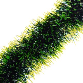 Новогоднее украшение "Мишура" темно-зеленая с зелеными краями (13*200см.)