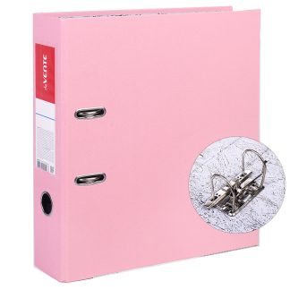 Папка с арочным механизмом "Pastel" A4 75 мм PVC разобранная, металлическая окантовка, запечатка форзаца, наварной карман с этикеткой, розовая