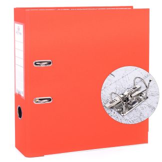 Папка с арочным механизмом A4 75 мм PVC разобранная, металлическая окантовка, запечатка форзаца, наварной карман с этикеткой, оранжевая