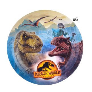 Набор бумажных тарелок, желтый лого, "Jurassic World" 6 шт d=180 мм