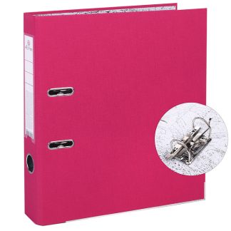 Папка с арочным механизмом A4 50 мм PP разобранная, металлическая окантовка, запечатка форзаца, наварной карман с этикеткой, ярко-розовая