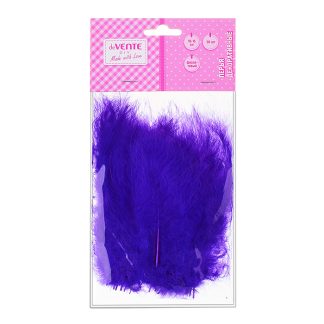 Перья декоративные натуральные индюшиные, размер 10-15 см, 30 шт, пурпурные, в пластиковом пакете с блистерным подвесом
