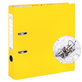 Папка с арочным механизмом A4 50 мм PP разобранная, металлическая окантовка, запечатка форзаца, наварной карман с этикеткой, желтая