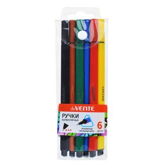 Набор ручек капиллярных "Trio BQ" 06 цветов, d=0,4 мм, с цветным трехгранным корпусом, колпачок БЕЗ КЛИПА, в пластиковой упаковке