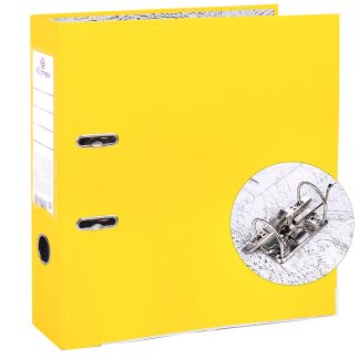 Папка с арочным механизмом A4 75 мм PVC разобранная, металлическая окантовка, запечатка форзаца, наварной карман с этикеткой, желтая