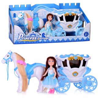 Карета "В сказочном мире" с лошадкой и куклой, в коробке