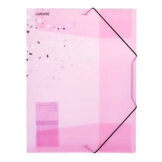 Папка с резинкой "Crystal Dream" A4 (320x240 мм) 400 мкм, искрящаяся фактура, 2 угловые резинки, 3 клапана, индивидуальная маркировка, полупрозрачная розовая с паттерном