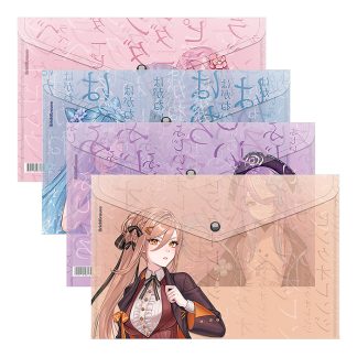 Папка-конверт на кнопке пластиковая Manga Girls, A4, ассорти (в пакете по 12 шт.)