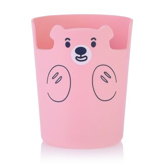Подставка для пишущих принадлежностей пластиковая "Teddy Bear" 10,5x7,8 см с принтом, цилиндрической формы, розовая