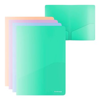 Папка-уголок пластиковая Matt Pastel Bloom, с 2 карманами, A4, непрозрачный, ассорти (в пакете по 12 шт.)