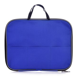 Папка менеджера с внешним карманом A4 (35x27x2 см) текстильная, на молнии с трех сторон, с текстильными ручками увеличенной длины 24 см, с внешним карманом, синяя