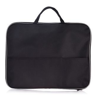 Папка менеджера с внешним карманом A3 (45x34x2 см) текстильная, на молнии с трех сторон, с текстильными ручками увеличенной длины 24 см, черная