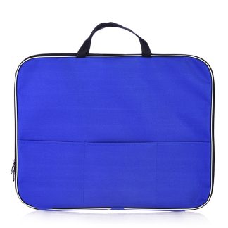 Папка менеджера с внешним карманом A3 (45x34x2 см) текстильная, на молнии с трех сторон, с текстильными ручками увеличенной длины 24 см, синяя