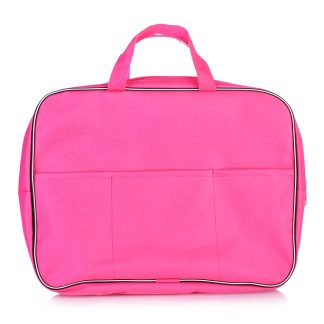 Папка менеджера широкая с внешним карманом A4 (35x27x7 см) текстильная, с текстильным расширением 7 см, на молнии сверху, с внутренним карманом, с текстильными ручками увеличенной длины 24 см, розовая