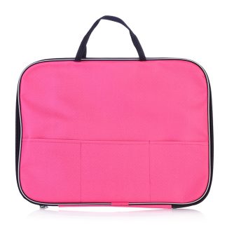 Папка менеджера с внешним карманом A4 (35x27x2 см) текстильная, на молнии с трех сторон, с текстильными ручками увеличенной длины 24 см, с внешним карманом, розовая