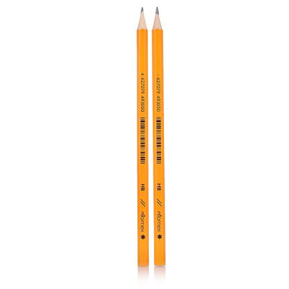 Карандаш чернографитный "Attomex" HB, диаметр грифеля 1,85 мм, шестигранный, без ластика, заточенный индивидуальная маркировка, цвет корпуса желтый