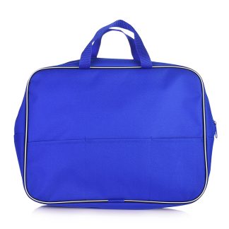 Папка менеджера широкая с внешним карманом A4 (35x27x7 см) текстильная, с текстильным расширением 7 см, на молнии сверху, с внутренним карманом, с текстильными ручками увеличенной длины 24 см, синяя