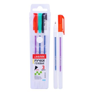 Набор ручек гелевых 3 стандартных цвета, d=0,5 мм, прозрачно-матовый корпус, сменный стержень, в пластиковом блистере