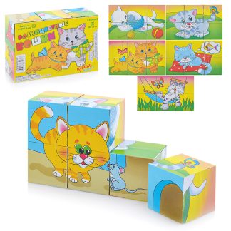 Кубики (6 куб) "Разноцветные кошки №1", термоплёнка