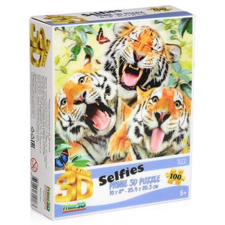 Пазл Super 3D «Тигры селфи», 100 детал., 5+