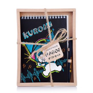 Набор блокнот Kuromi А5, 60 листов + Ручка шариковая автоматическая прорезиненная, в подарочной упаковке