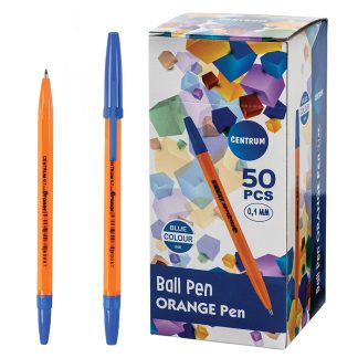 Ручка шариковая синяя "ORANGE" 1,0 мм. в прозрачном пластиковом корпусе с колпачком в цвет чернил