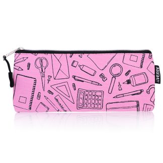 Пенал "School" 21,5x9x1 см, плоский, на молнии, текстильный, в пластиковом пакете, розовый