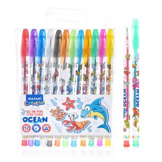 Набор ручек гелевых с блёстками OCEAN, с ароматизированными чернилами, 12 цв., пулевидный пиш.узел 0.9мм, корпус пластиковый цветной