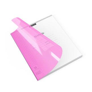 Тетрадь 18л., клетка, пластиковая обложка  "CoverPrо Neon" розовый