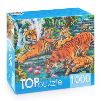 Пазлы 1000 TOPpuzzle "Семейство тигров"