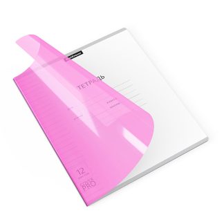 Тетрадь 12л., линейка, пластиковая обложка "CoverPrо Neon" розовый