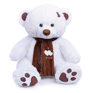 Медведь Тони с шарфом В110 цвет: белый
