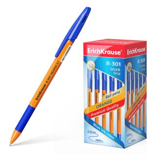 ТОП Ручка шариковая R-301 Orange Stick&Grip 0.7, цвет чернил синий