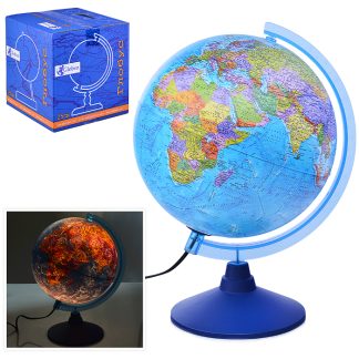Глобус "День и ночь" с двойной картой - политической Земли и звездного неба с подсветкой