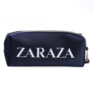 Пенал-косметичка "ZARAZA" 21,5x8x5 см, прямоугольный для 75 предметов, на молнии, матовая черная искусственная кожа до -40C, с ручкой-петлей на карабине, 3 дизайна ассорти, индивидуальная упаковка