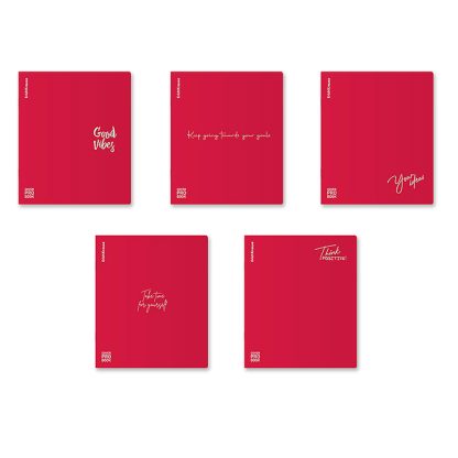 Тетрадь 48л. , клетка, с пластиковой обложкой на скобе CoverProBook Words, красный