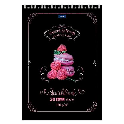 Альбом для рисования SketchBook 20л "Сладкое настроение" А4ф блок из черной бумаги